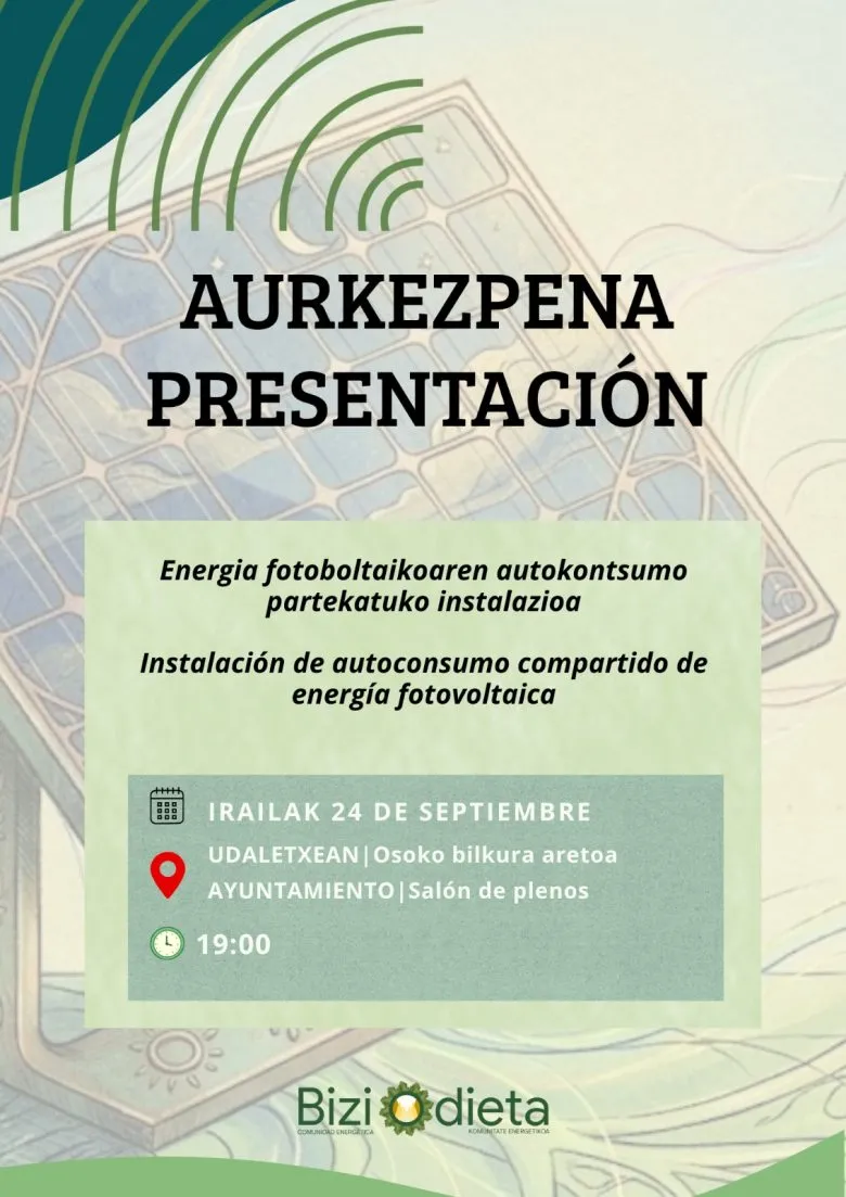 Odieta impulsa la energía renovable con la comunidad energética Bizi Odieta