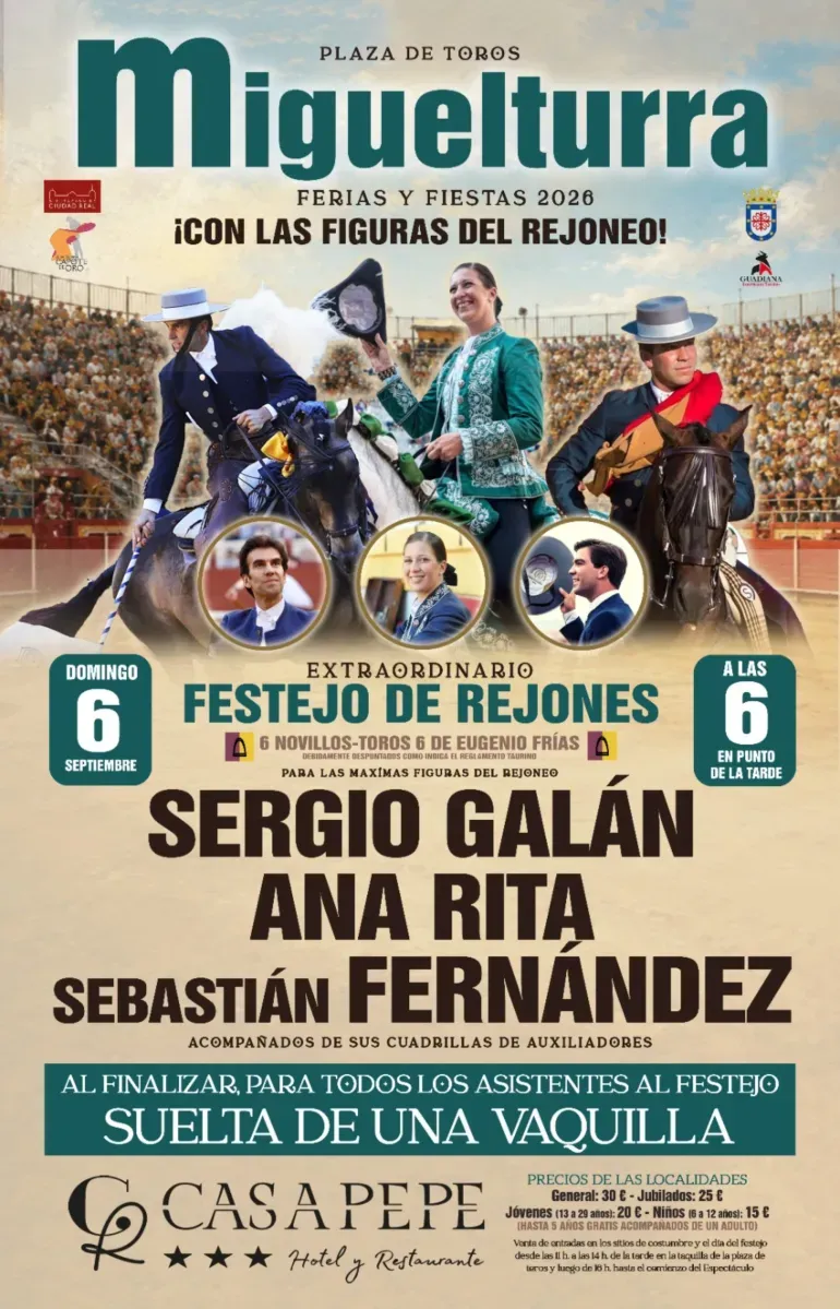 Miguelturra presenta su corrida de rejones para las Ferias y Fiestas en honor a la Virgen de la Estrella