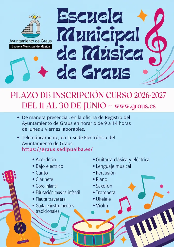 Graus abre el plazo de inscripción para su Escuela Municipal de Música