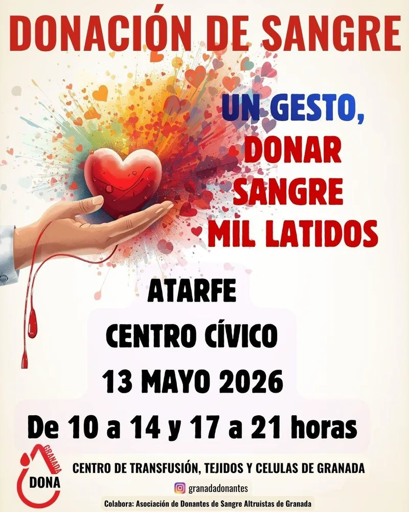 Atarfe organiza una jornada de donación de sangre para salvar vidas
