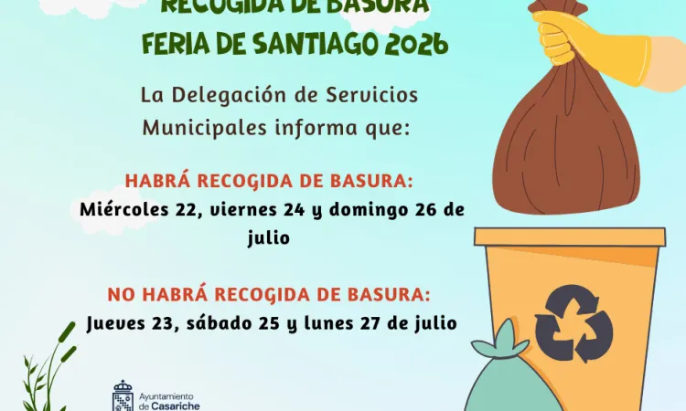 Casariche ajusta la recogida de basura durante la Feria de Santiago 2026