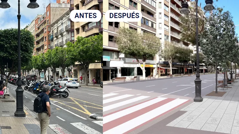 València inicia la reforma de la calle Colón con más espacio peatonal y elementos de identidad urbana