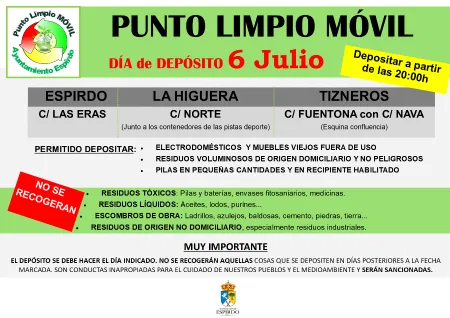Espirdo recuerda la apertura del Punto Limpio durante el mes de julio