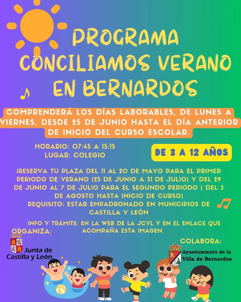 Bernardos solicita el programa Conciliamos para facilitar la conciliación familiar en verano