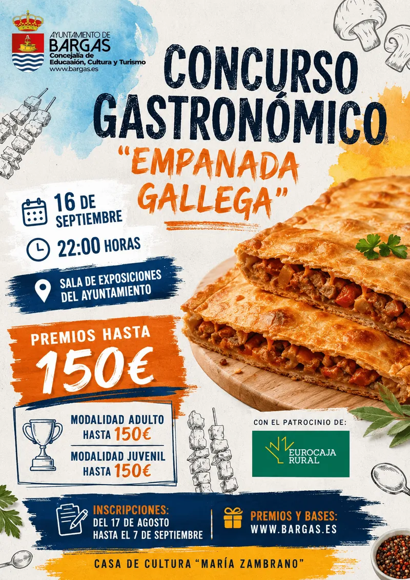 Bargas celebra el Concurso Gastronómico 'Empanada Gallega' en septiembre