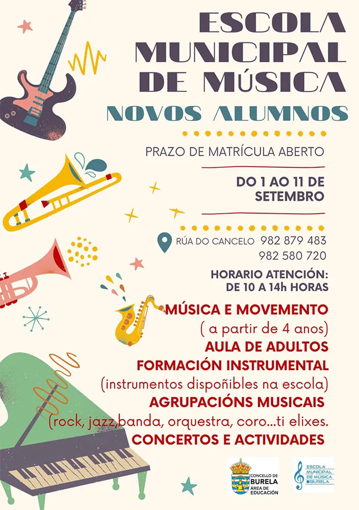 Burela abre el plazo de matrícula para su Escola Municipal de Música