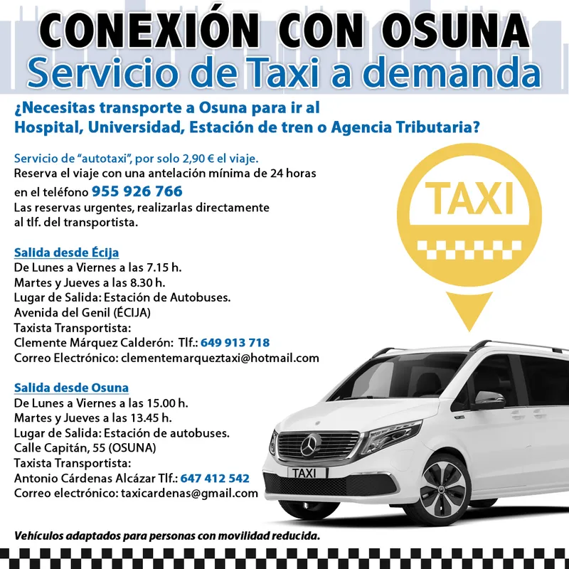 Osuna estrena servicio de taxi a demanda para conectar con Écija