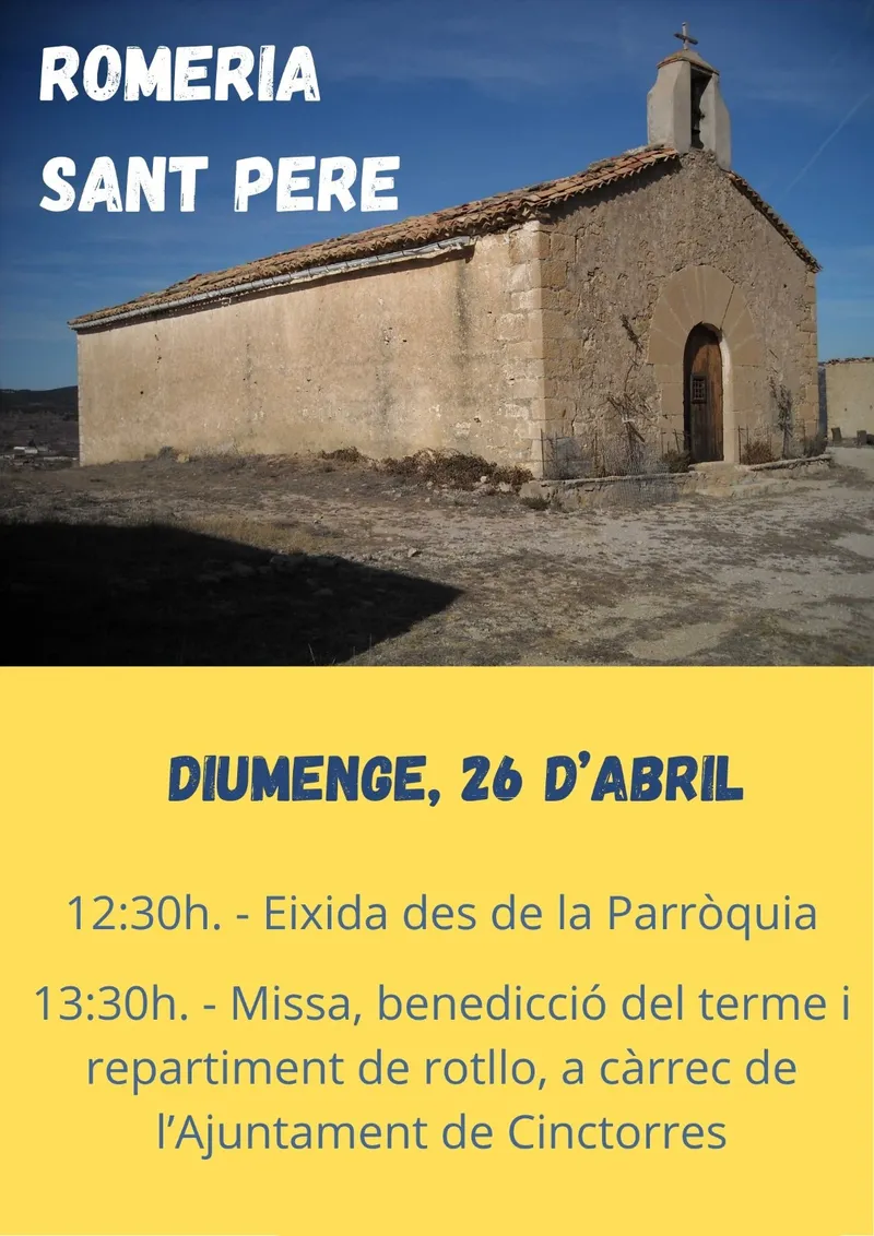 Cinctorres celebra la tradicional Romería a Sant Pere el próximo 26 de abril