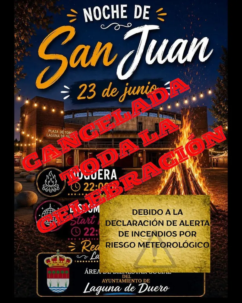 Laguna de Duero suspende la hoguera de San Juan por riesgo de incendio
