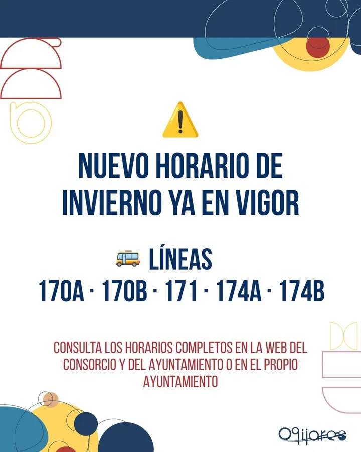Ogíjares actualiza los horarios de invierno de sus líneas de autobús