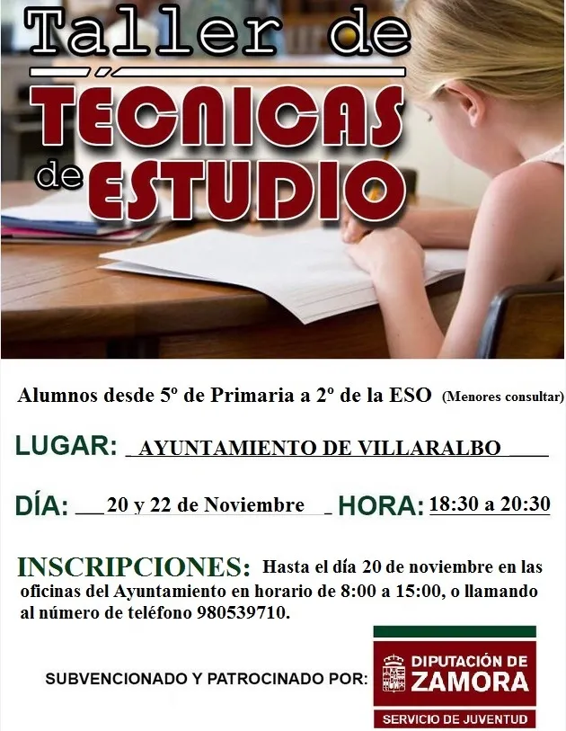Villaralbo organiza un taller de técnicas de estudio para jóvenes