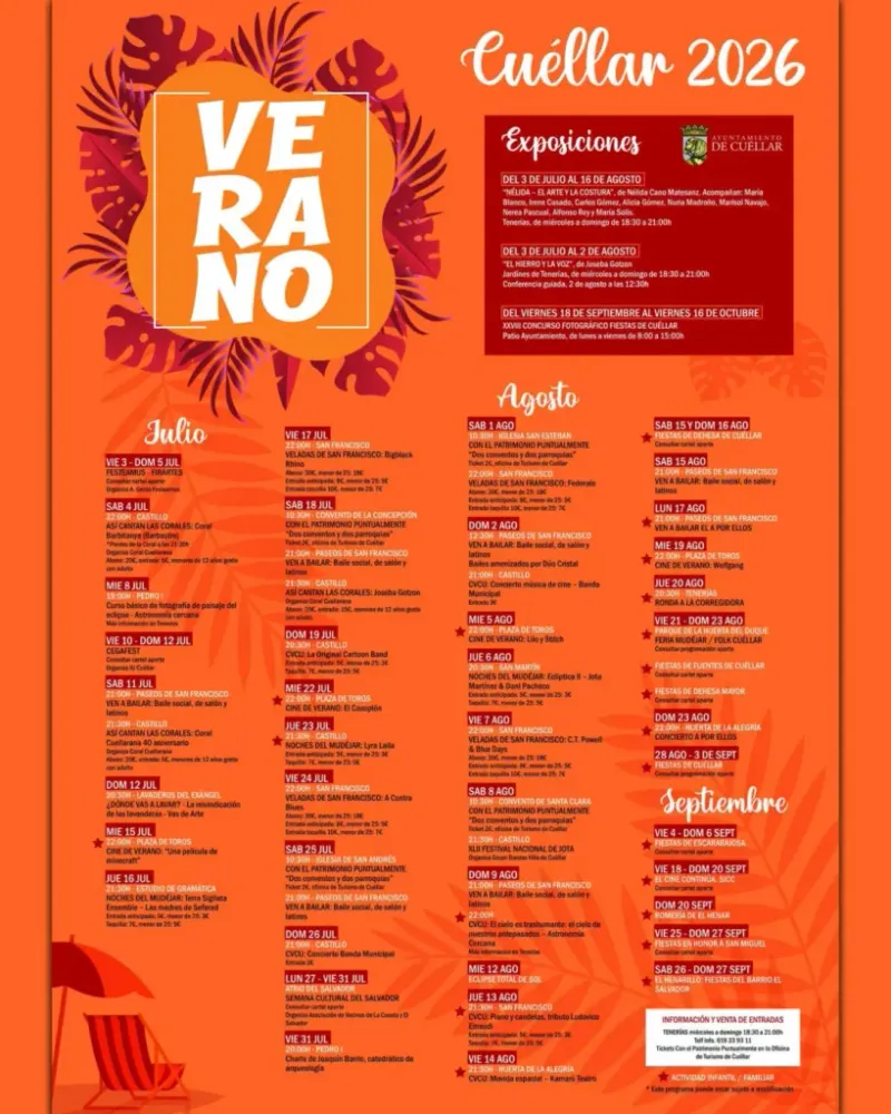 Cuéllar presenta su programación cultural y de ocio para el verano de 2026
