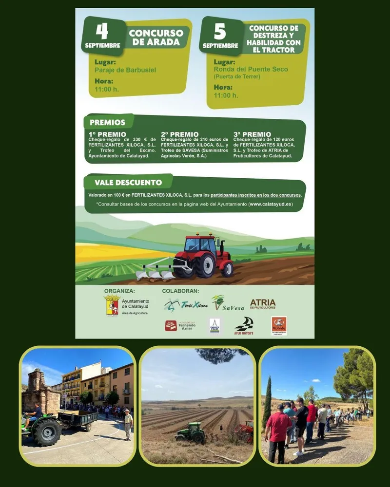 Calatayud celebra la tradición de los concursos de arada y habilidad con tractor