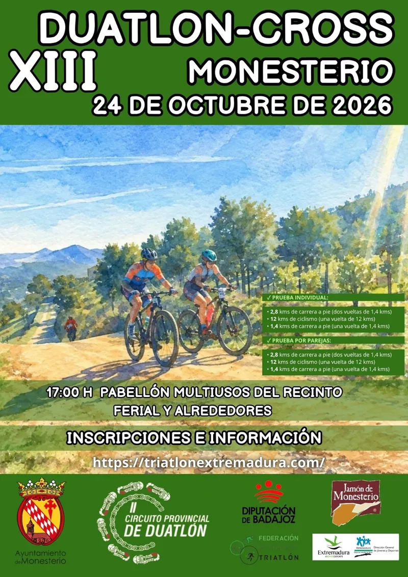Monesterio se prepara para acoger la XIII edición del Duatlón Cross