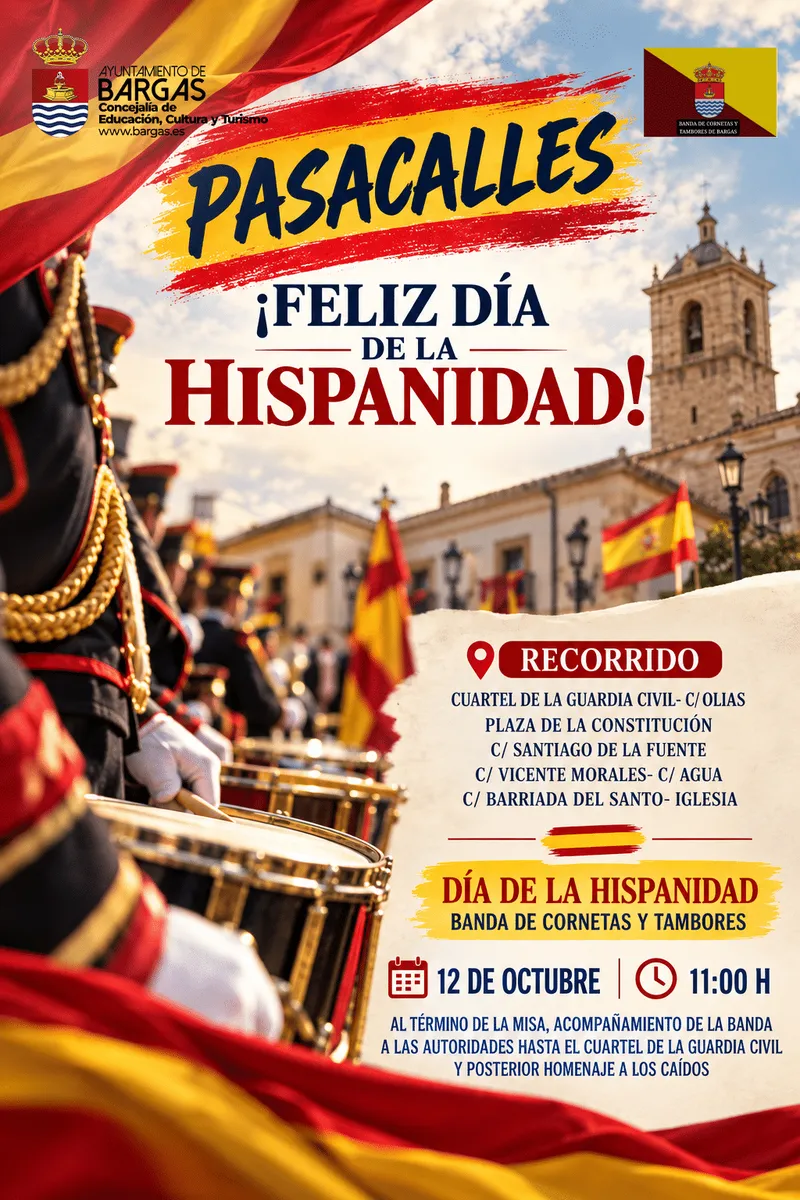 Bargas celebra el Día de la Hispanidad con un pasacalles el 12 de octubre