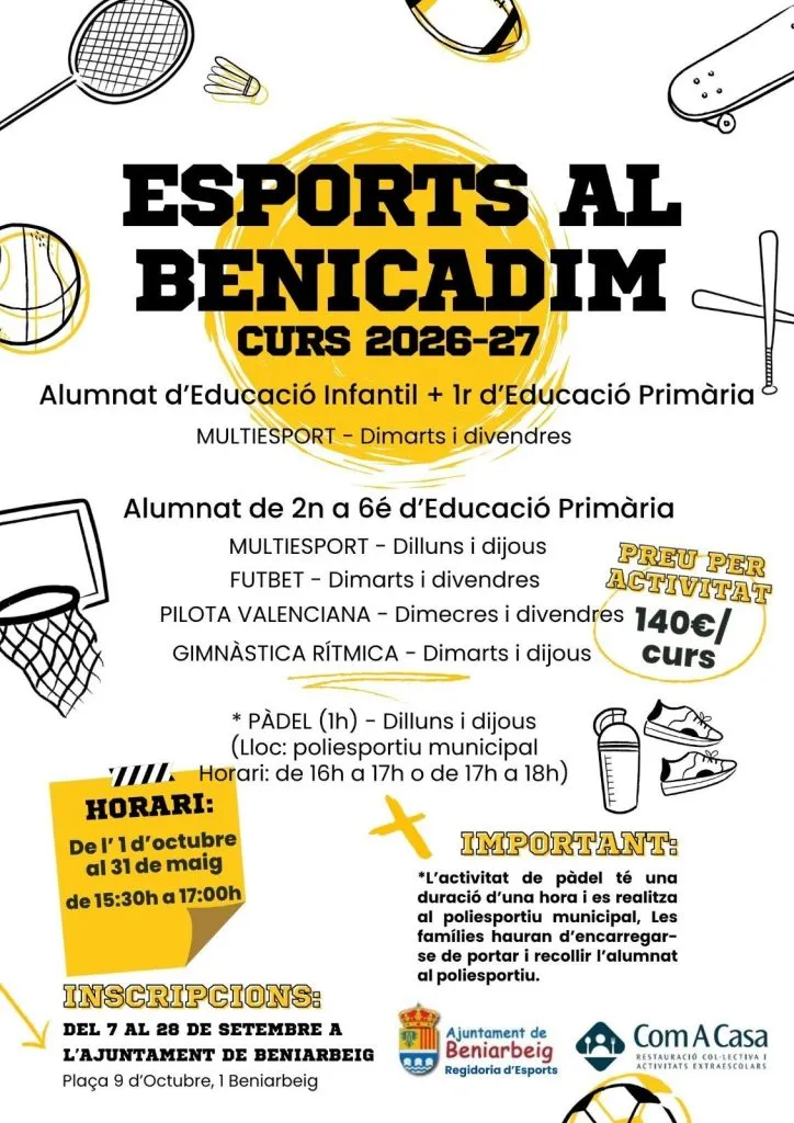 Beniarbeig lanza 'Esports al Benicadim' para escolares con nuevas modalidades deportivas