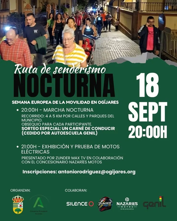 Ogíjares celebra la Semana Europea de la Movilidad con una ruta nocturna y pruebas de motos eléctricas