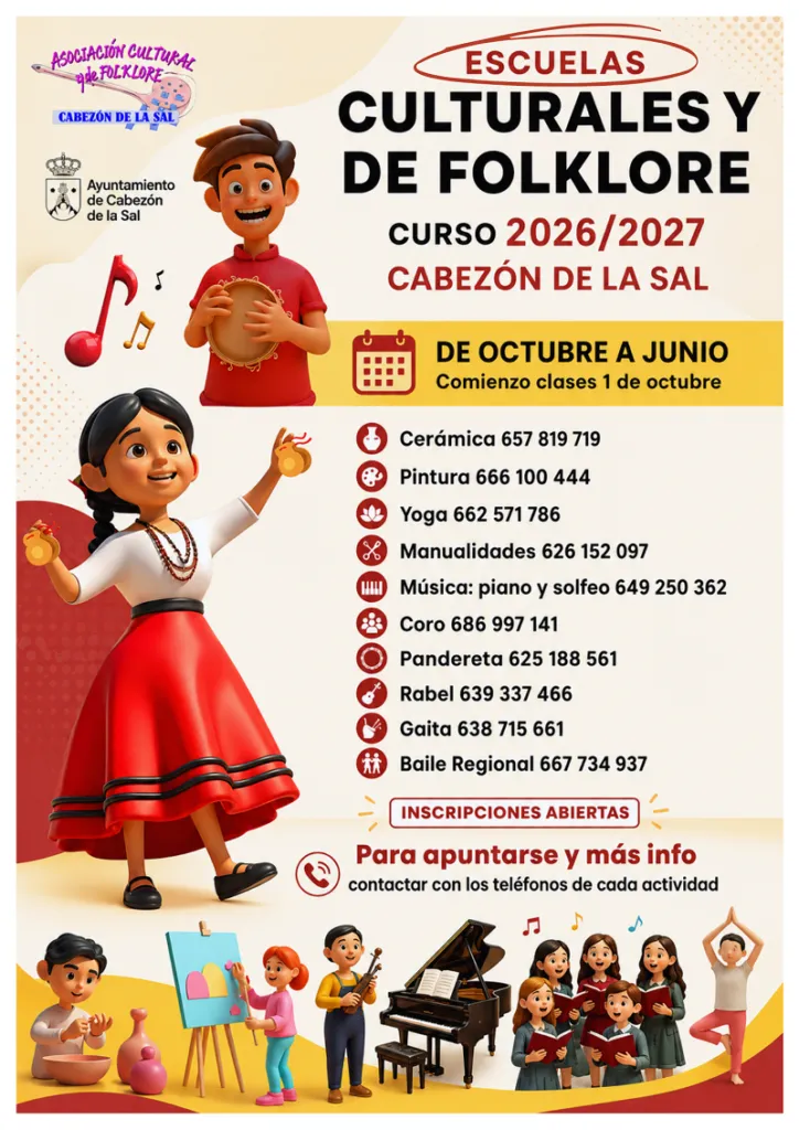 Cabezón de la Sal abre inscripciones para Escuelas Culturales y de Folklore 2026/2027