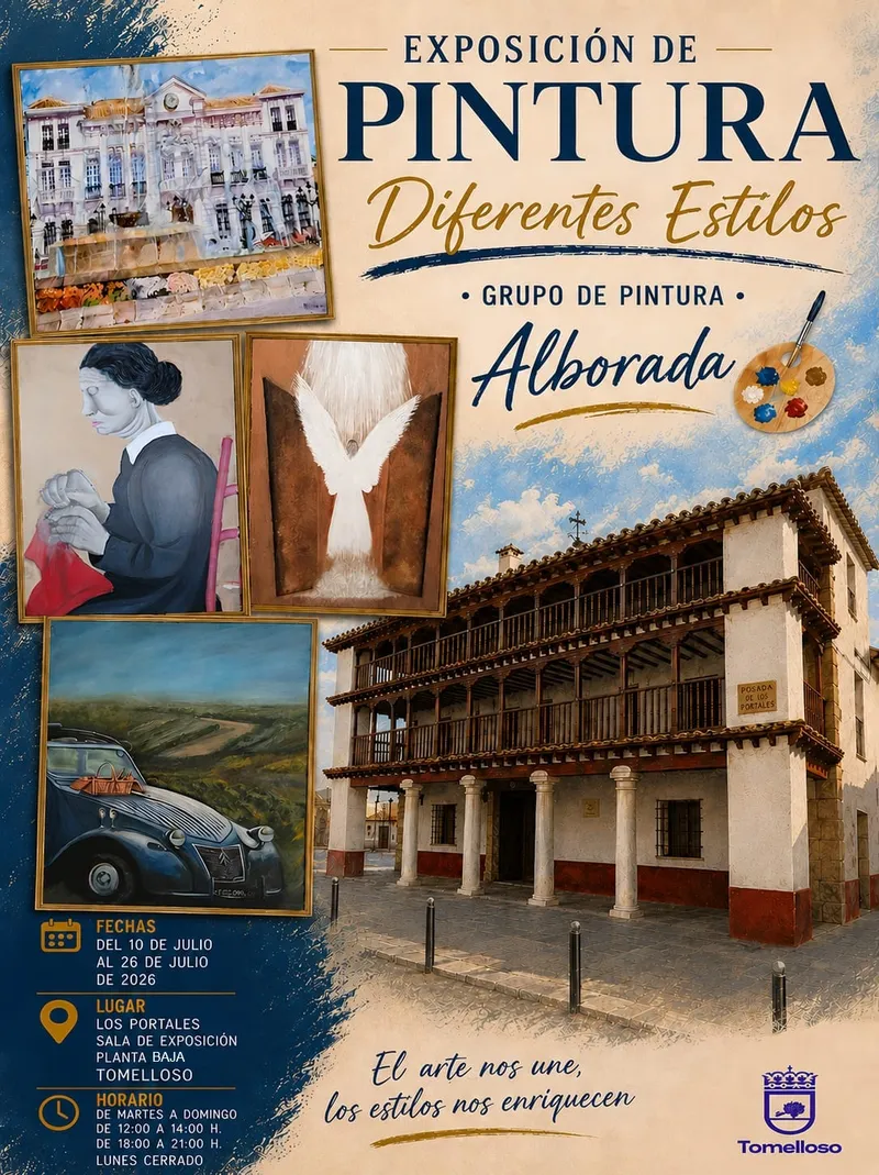 Tomelloso acoge la exposición del grupo de pintura 'Alborada' en la Posada de los Portales