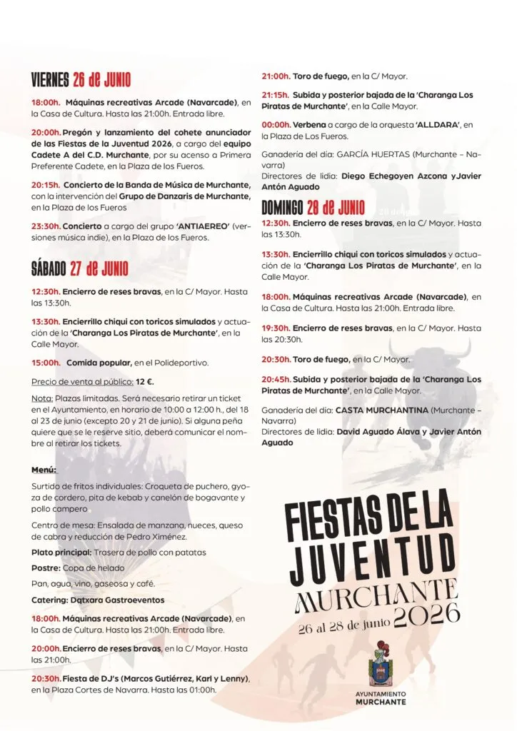 Murchante celebra sus Fiestas de la Juventud del 26 al 28 de junio