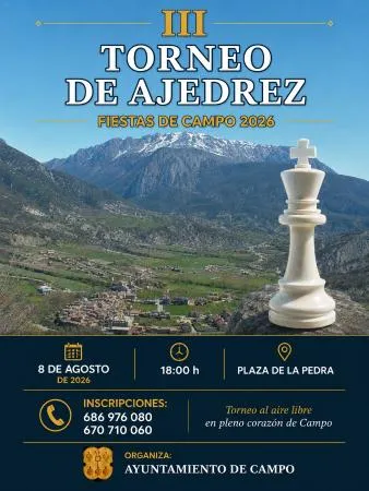 III Torneo de Ajedrez en Campo: cita ajedrecística el 8 de agosto