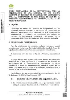 Ocaña abre el plazo para la instalación de una barra en el Pabellón El Carmen
