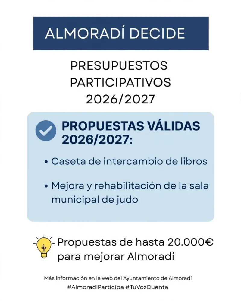 Almoradí ejecutará dos proyectos vecinales de presupuestos participativos