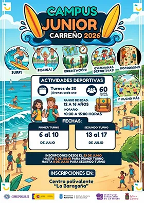 Carreño lanza el Campus Junior 2026: aventura y conciliación gratuita para jóvenes