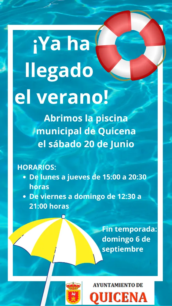 Quicena abre sus piscinas municipales el 20 de junio con horario ampliado