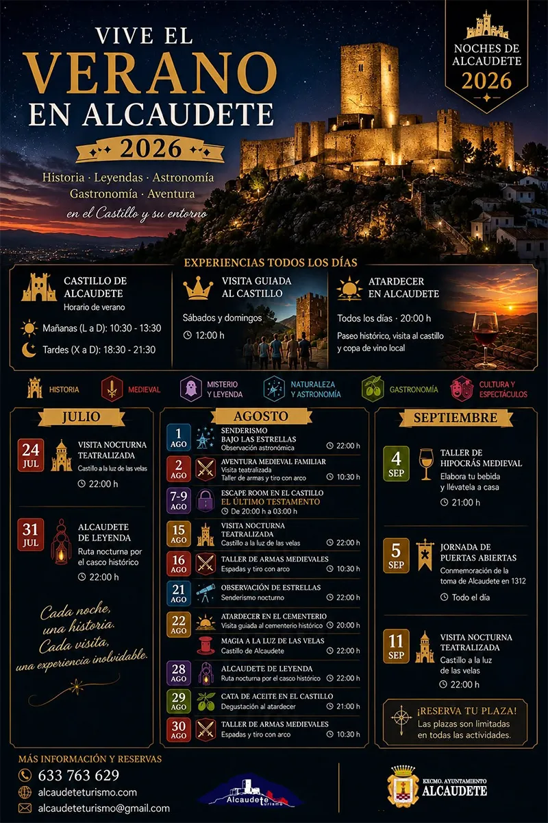 Alcaudete celebra el verano con un variado programa de actividades culturales y turísticas