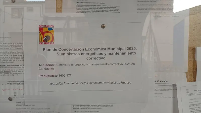 Candasnos recibe fondos DPH para suministro energético y mantenimiento