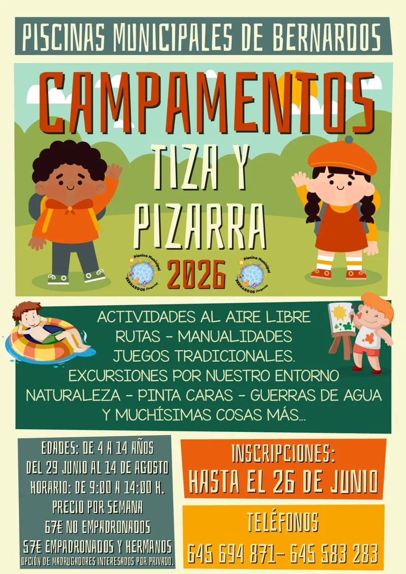 Bernardos lanza los campamentos de verano "Tiza y Pizarra" para 2026
