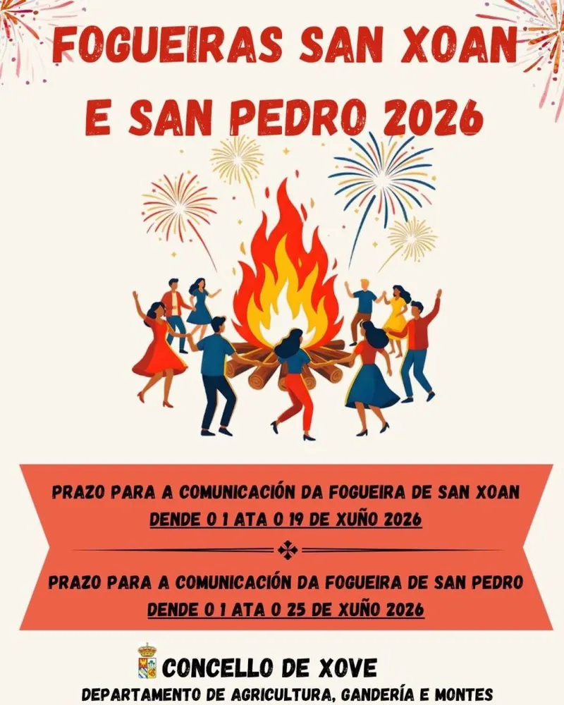 Xove abre el plazo para comunicar las hogueras de San Xoán y San Pedro