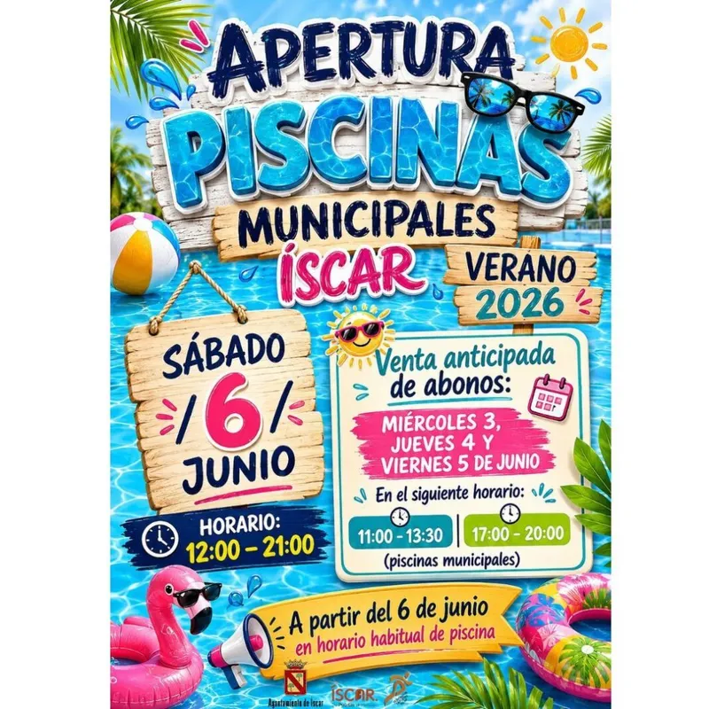 La piscina municipal de Íscar abre sus puertas el 6 de junio con nuevos abonos y tarifas para el verano 2026