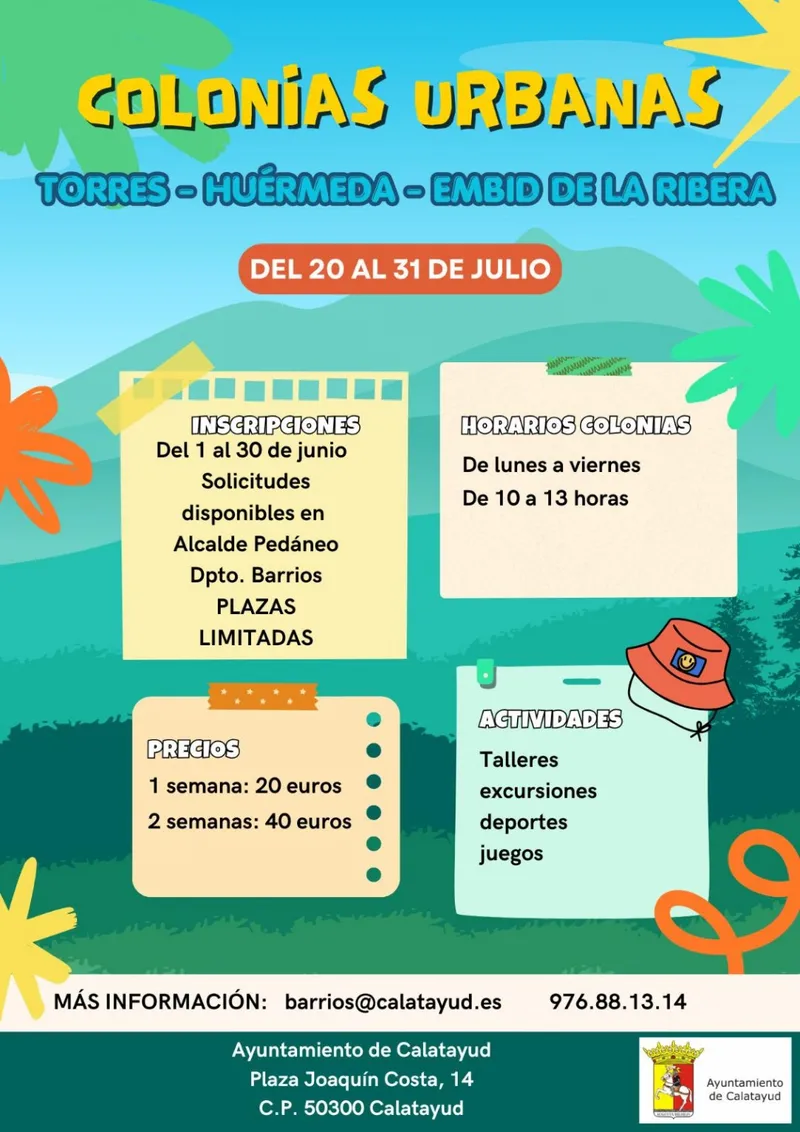Colonias de verano gratuitas en Embid de la Ribera, Torres y Huérmeda