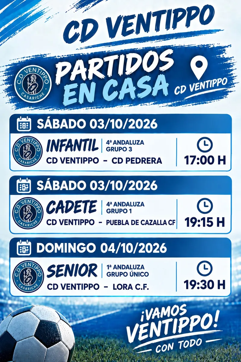 El CD Ventippo de Casariche disputa cinco partidos este fin de semana