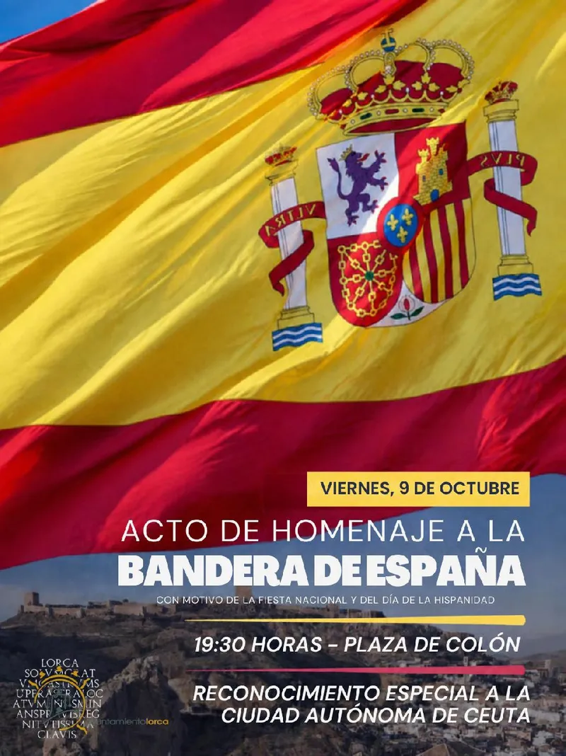 Lorca celebra la Fiesta Nacional con un homenaje a la bandera y un reconocimiento a Ceuta