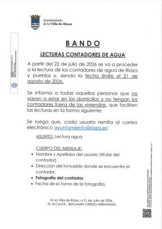 Riaza inicia la lectura de contadores de agua y pide colaboración ciudadana