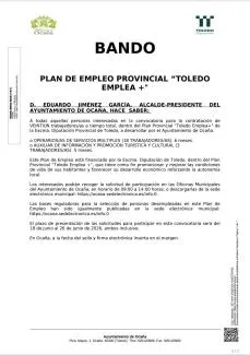 Abierto el plazo para solicitar empleo en el Plan Provincial 'Toledo Emplea +'