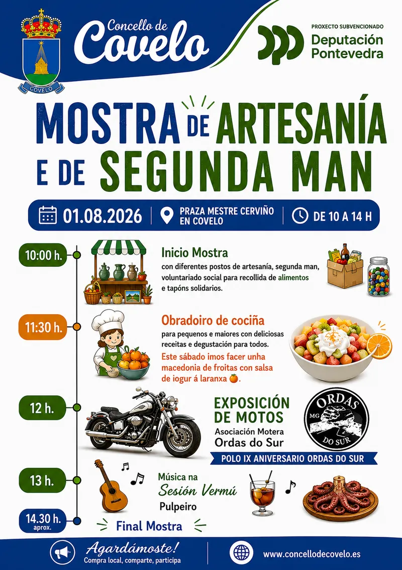 Covelo celebra la Feria de Artesanía y Segunda Mano junto a la concentración motera