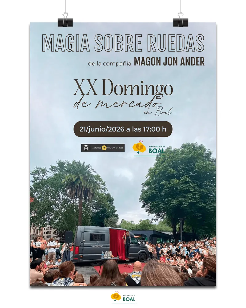 Boal celebra la XX edición del Domingo de Mercado con un espectáculo de magia itinerante