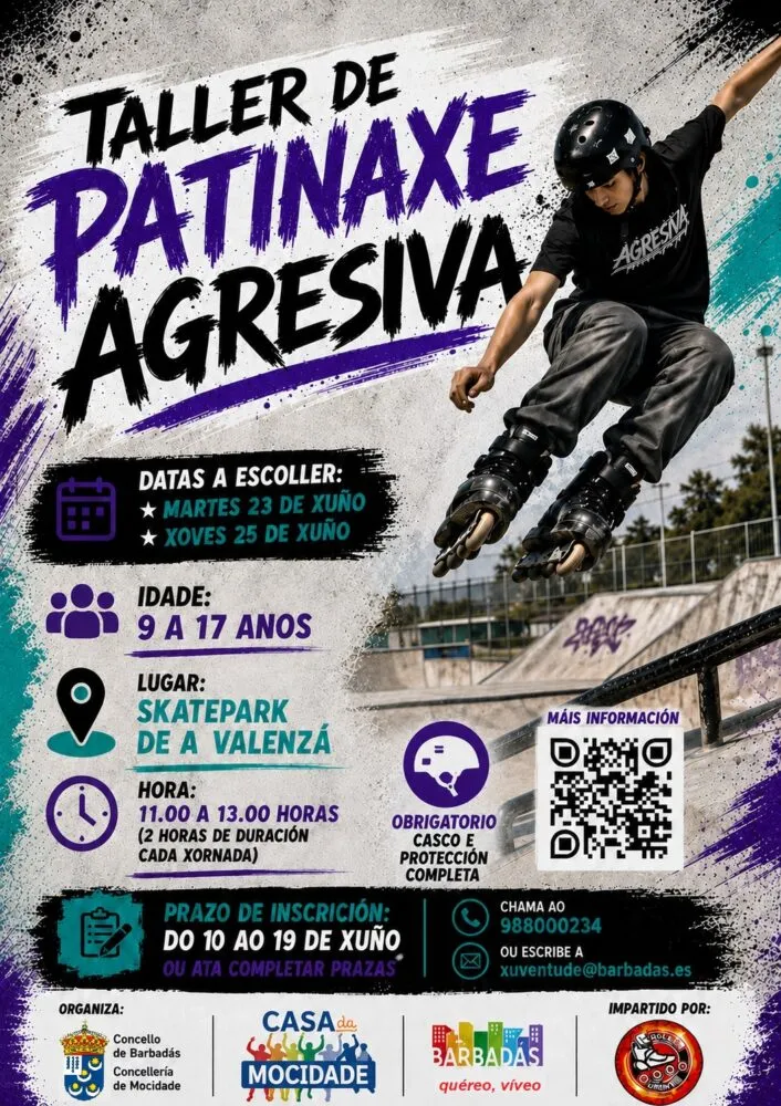 Barbadás organiza taller de patinaje agresivo para jóvenes en julio