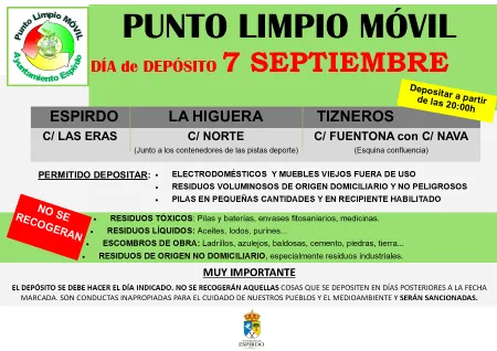 El Punto Limpio de Espirdo amplía su horario en septiembre