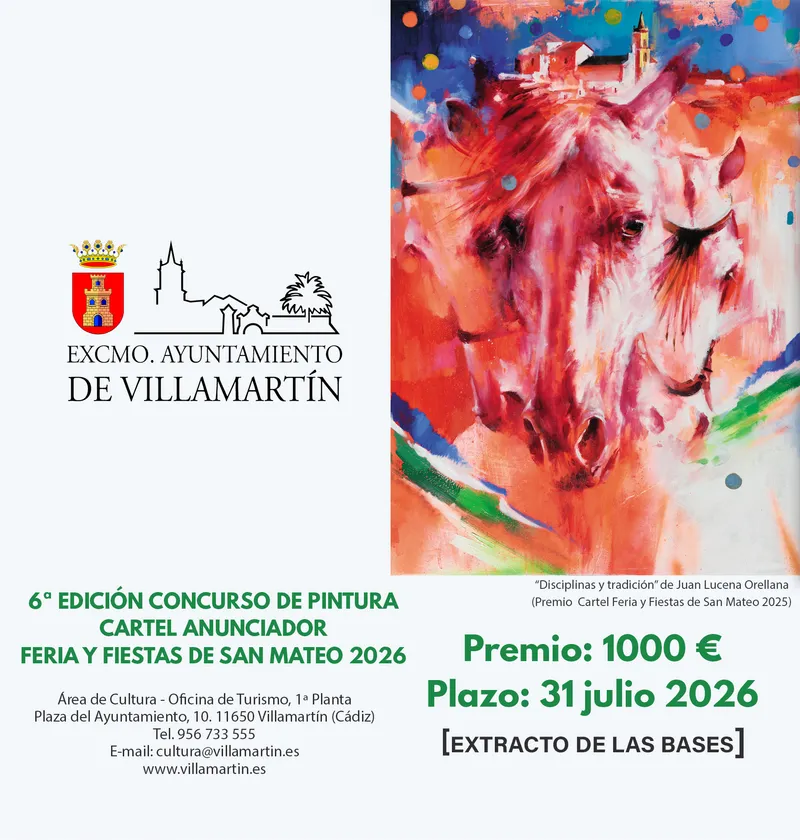 Villamartín convoca el 6º concurso de pintura para el cartel de la Feria y Fiestas de San Mateo 2026