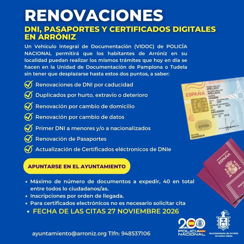 Arróniz acerca la renovación del DNI y pasaporte con una unidad móvil de la Policía Nacional