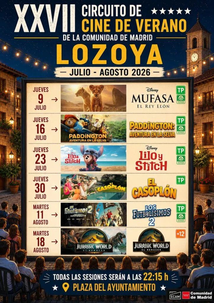 Lozoya celebra el verano con un ciclo de cine al aire libre