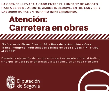 La Diputación de Segovia inicia obras de mejora en la carretera del polígono Las Salinas de Coca