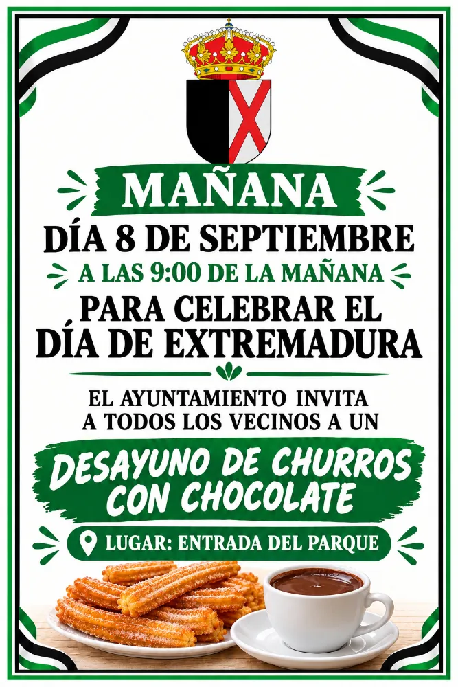 Morcillo celebra el Día de Extremadura con churros y chocolate en el parque