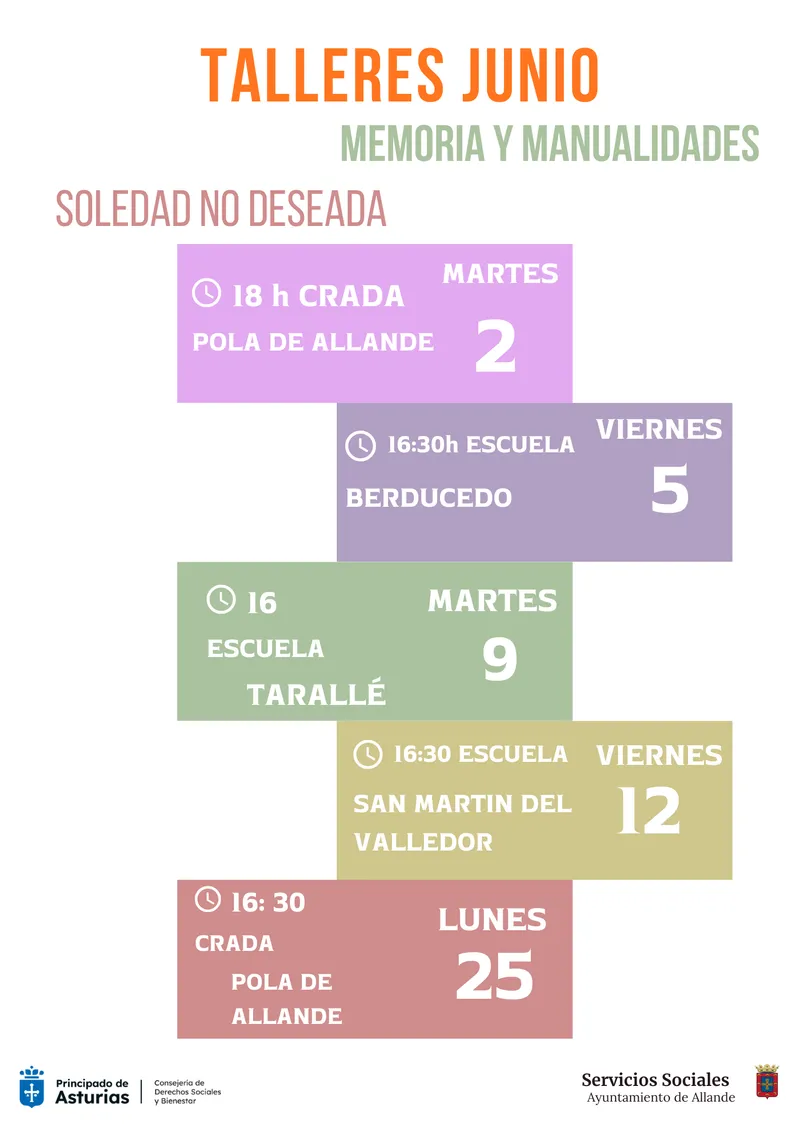 Allande organiza talleres de memoria y manualidades para junio