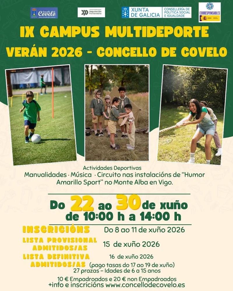 Covelo organiza el IX Campus Multideporte de Verano para jóvenes